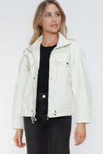 Load image into Gallery viewer, How Dare U Drawstring Hem PU Leather Zip Up Jacket