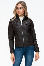 Load image into Gallery viewer, YMI Removable Faux Layered Multi-Pocket Jacket with Fuzzy Hood