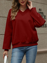 Load image into Gallery viewer, V-Neck Long Sleeve Dropped Shoulder Sweatshirt