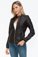 Load image into Gallery viewer, Snobbish PU Leather Biker Jacket with Side Zip Pockets