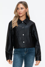Load image into Gallery viewer, Snobbish Snap Down Long Sleeve PU Leather Jacket