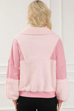 Load image into Gallery viewer, Exposed Seam Fuzzy Patchwork Quarter Zip Sweatshirt