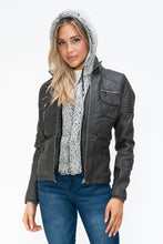 Load image into Gallery viewer, YMI Removable Faux Layered Multi-Pocket Jacket with Fuzzy Hood