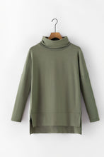 Load image into Gallery viewer, Side Slit High-Low Cowl Neck Long Sleeve Blouse