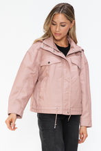 Load image into Gallery viewer, How Dare U Drawstring Hem PU Leather Zip Up Jacket