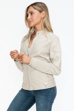 Load image into Gallery viewer, Snobbish Faux Leather Biker Jacket with Side Zip Pockets