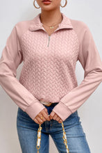 Load image into Gallery viewer, Textured Quarter Zip Long Sleeve Sweatshirt