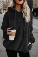 Load image into Gallery viewer, Full Size Quarter-Zip Drawstring Teddy Hoodie
