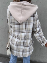 Load image into Gallery viewer, Plaid Button Up Jacket with Removable Hood