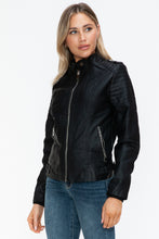 Load image into Gallery viewer, Snobbish PU Leather Biker Jacket with Side Zip Pockets