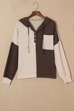 Load image into Gallery viewer, Color Block Quarter Button Long Sleeve Hoodie