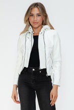 Load image into Gallery viewer, Snobbish Faux Leather Zip Up Drawstring Hooded Jacket