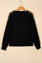 Load image into Gallery viewer, Lace Detail Round Neck Lantern Sleeve Top