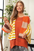 Load image into Gallery viewer, Davi & Dani Openwork Open Front Striped Cardigan