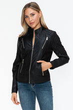 Load image into Gallery viewer, Snobbish Faux Leather Zip Up Mock Neck Jacket