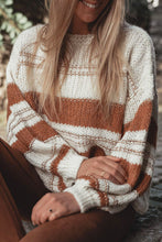 Load image into Gallery viewer, Striped Round Neck Dropped Shoulder Sweater