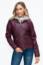 Load image into Gallery viewer, YMI Faux Layered Double-Zipper Jacket with Fuzzy Hood