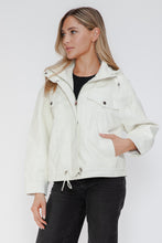 Load image into Gallery viewer, How Dare U Drawstring Hem PU Leather Zip Up Jacket