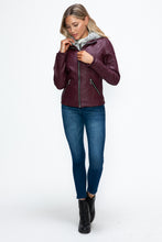 Load image into Gallery viewer, YMI Faux Layered Double-Zipper Jacket with Fuzzy Hood
