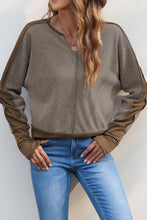 Load image into Gallery viewer, Color Block Notched Long Sleeve Blouse
