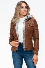 Load image into Gallery viewer, YMI Removable Faux Layered Multi-Pocket Jacket with Fuzzy Hood