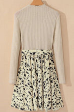 Load image into Gallery viewer, Printed Tie Waist Mock Neck Long Sleeve Dress