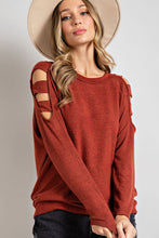 Load image into Gallery viewer, Cutout Round Neck Long Sleeve Top