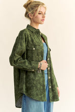 Load image into Gallery viewer, Davi & Dani Curved Hem Diamond Quilted Button Up Denim Shacket
