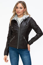 Load image into Gallery viewer, YMI Faux Layered Double-Zipper Jacket with Fuzzy Hood
