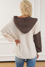 Load image into Gallery viewer, Color Block Quarter Button Long Sleeve Hoodie