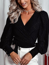Load image into Gallery viewer, Glitter Surplice Long Sleeve Blouse