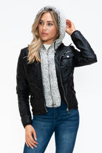 Load image into Gallery viewer, YMI Removable Faux Layered Multi-Pocket Jacket with Fuzzy Hood