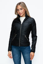 Load image into Gallery viewer, YMI Faux Layered Double-Zipper Jacket with Fuzzy Hood