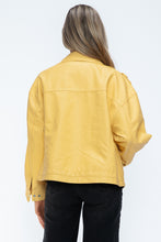 Load image into Gallery viewer, How Dare U Drawstring Hem PU Leather Zip Up Jacket