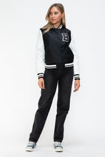 Load image into Gallery viewer, Love Me Now PU Leather Contrast Snap Down Bomber Jacket