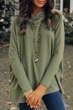 Load image into Gallery viewer, Side Slit High-Low Cowl Neck Long Sleeve Blouse