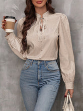 Load image into Gallery viewer, Tied Striped Long Sleeve Blouse