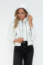 Load image into Gallery viewer, Snobbish Faux Leather Zip Up Drawstring Hooded Jacket