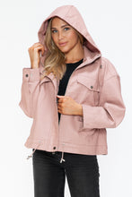 Load image into Gallery viewer, How Dare U Drawstring Hem PU Leather Zip Up Jacket