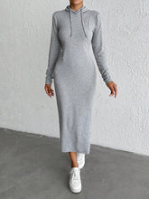 Load image into Gallery viewer, Drawstring Long Sleeve Hooded Midi Dress