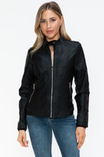 Load image into Gallery viewer, Snobbish PU Leather Biker Jacket with Side Zip Pockets