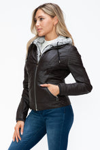 Load image into Gallery viewer, YMI Faux Layered Double-Zipper Jacket with Fuzzy Hood