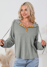 Load image into Gallery viewer, Drawstring Quarter Snap Long Sleeve Hoodie