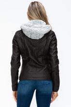 Load image into Gallery viewer, YMI Faux Layered Double-Zipper Jacket with Fuzzy Hood