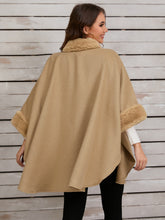 Load image into Gallery viewer, Fuzzy Trim Long Sleeve Poncho
