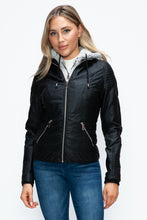 Load image into Gallery viewer, YMI Faux Layered Double-Zipper Jacket with Fuzzy Hood
