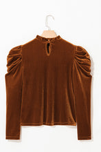 Load image into Gallery viewer, Frill Mock Neck Puff Sleeve Blouse
