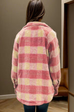 Load image into Gallery viewer, Slit Plaid Collared Neck Shacket
