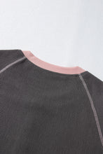 Load image into Gallery viewer, Textured Contrast Stitching Raglan Sleeve Top
