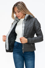 Load image into Gallery viewer, YMI Faux Layered Double-Zipper Jacket with Fuzzy Hood
